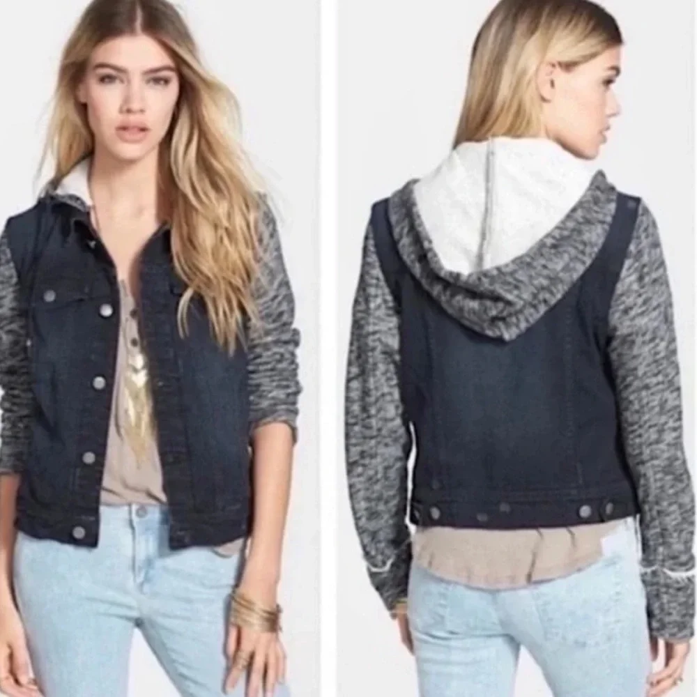 Free People | Knit Hooded Denim Jacket - Picture 10 of 11